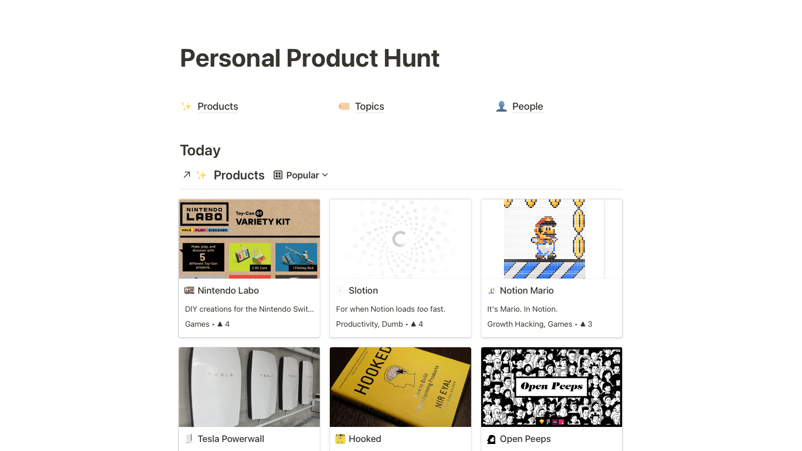 Personal Product Hunt