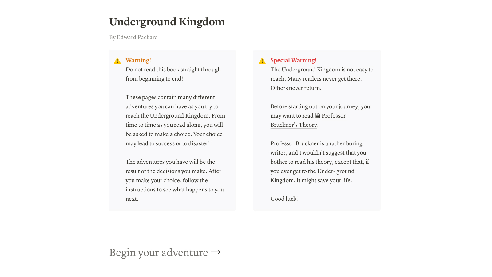 Choose Your Own Adventure